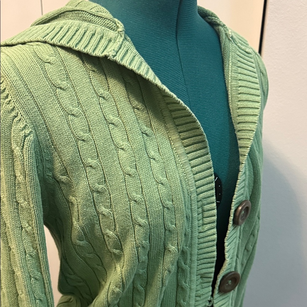 Old Navy Light Green Cable Knit Cardigan - Picture 3 of 3